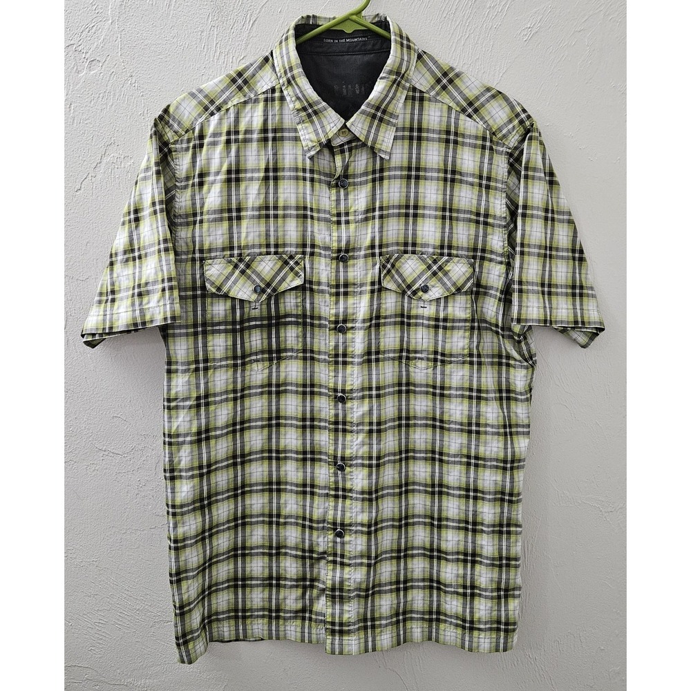 Kuhl Shirt Mens Size Medium Pearl Snap Hiking Climbing Vented Short Sleeve Shirt